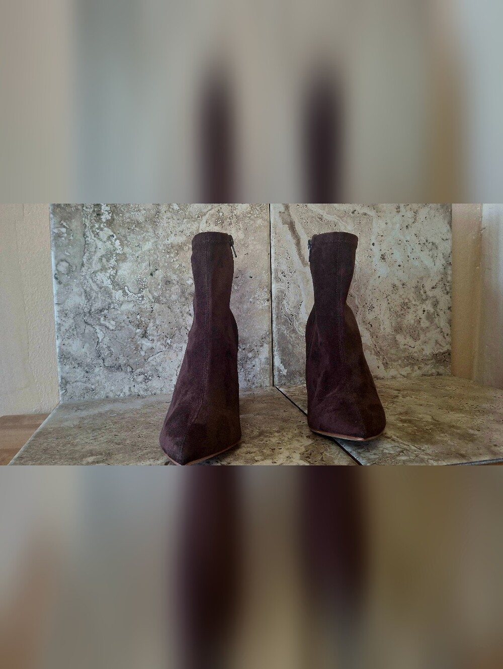 Women's Steve Madden Suede Ankle Boots in Dark Brown - Classic Zip Closure